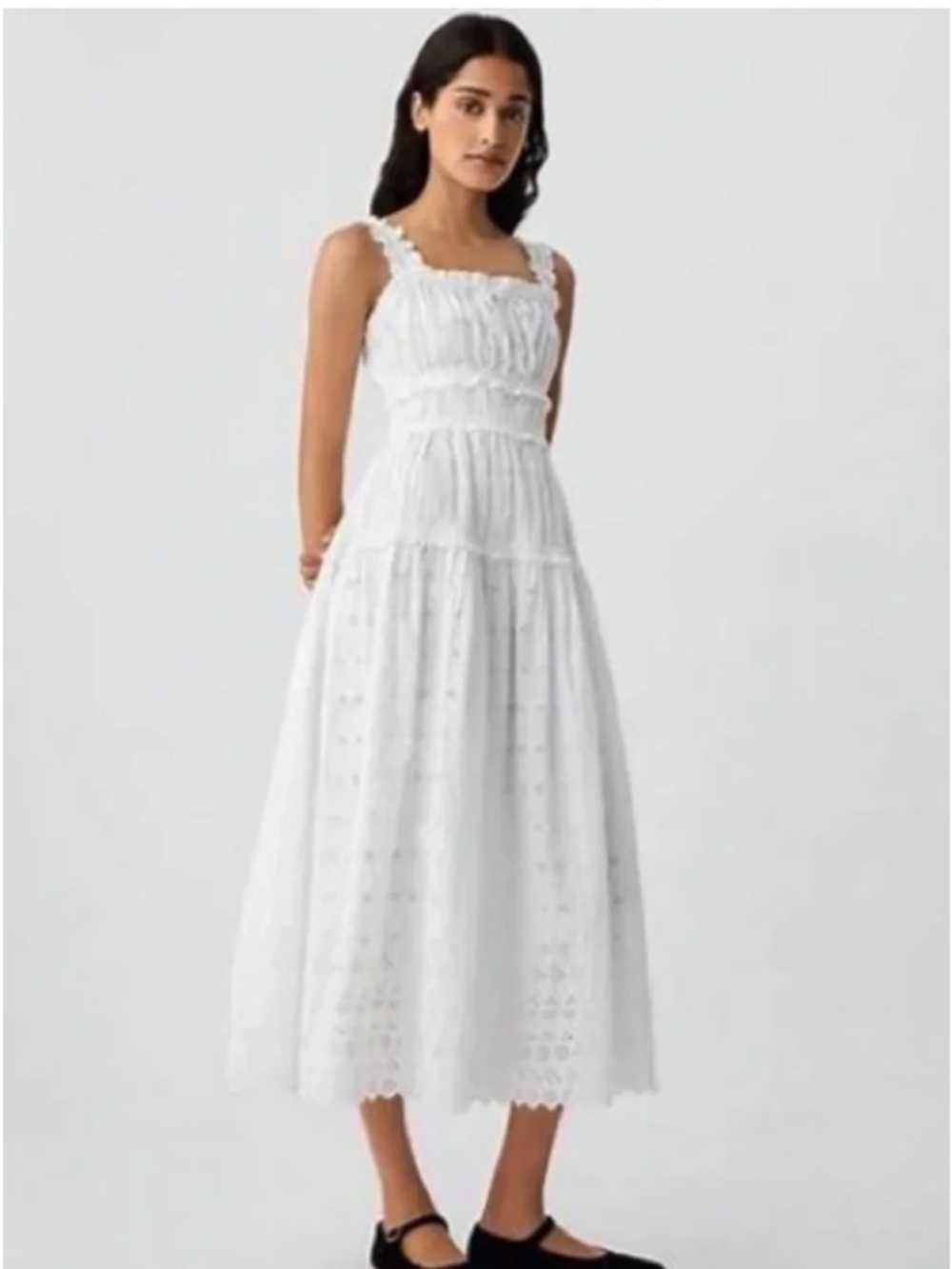 Gap x DÔEN Eyelet Midi Dress S NWT White Cotton Cottagecore Boho